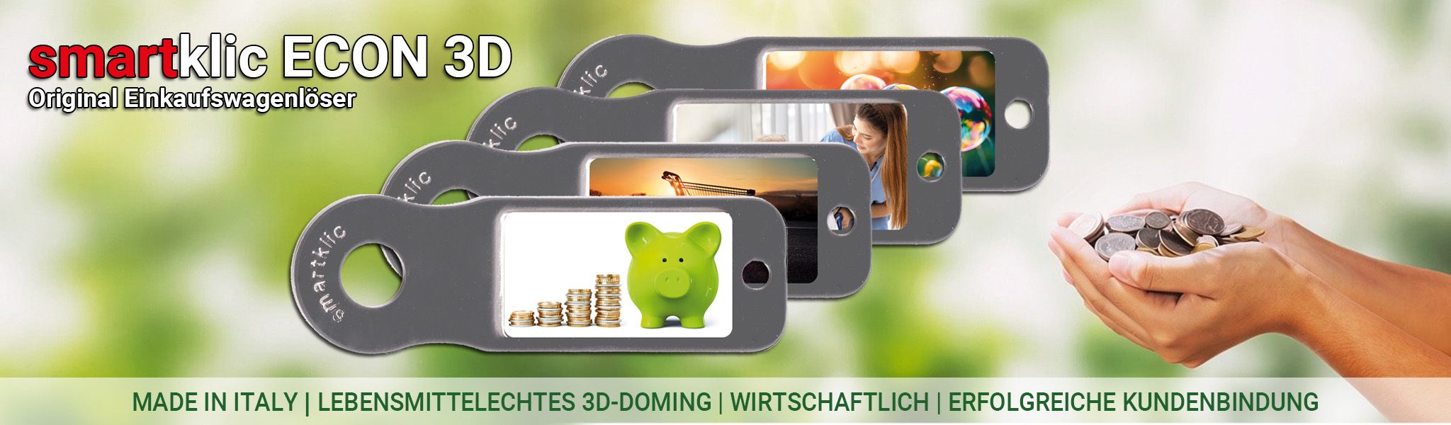 Smartklic ECO 3D Einkaufswagenlöser - Made in Italy - besonders preisgünstig - optiomal zur Kundenbindung